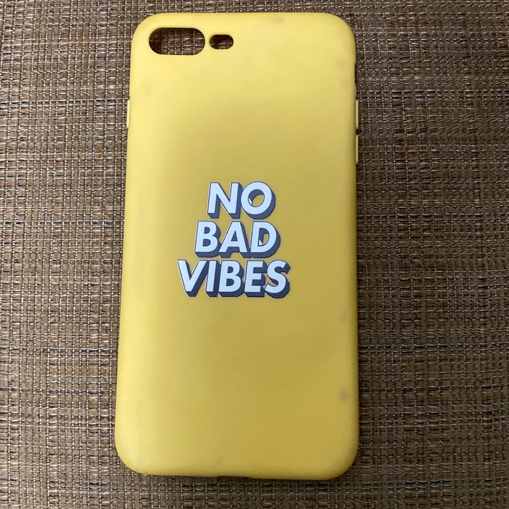 Yellow Phone Case with 'No Bad Vibes' Design